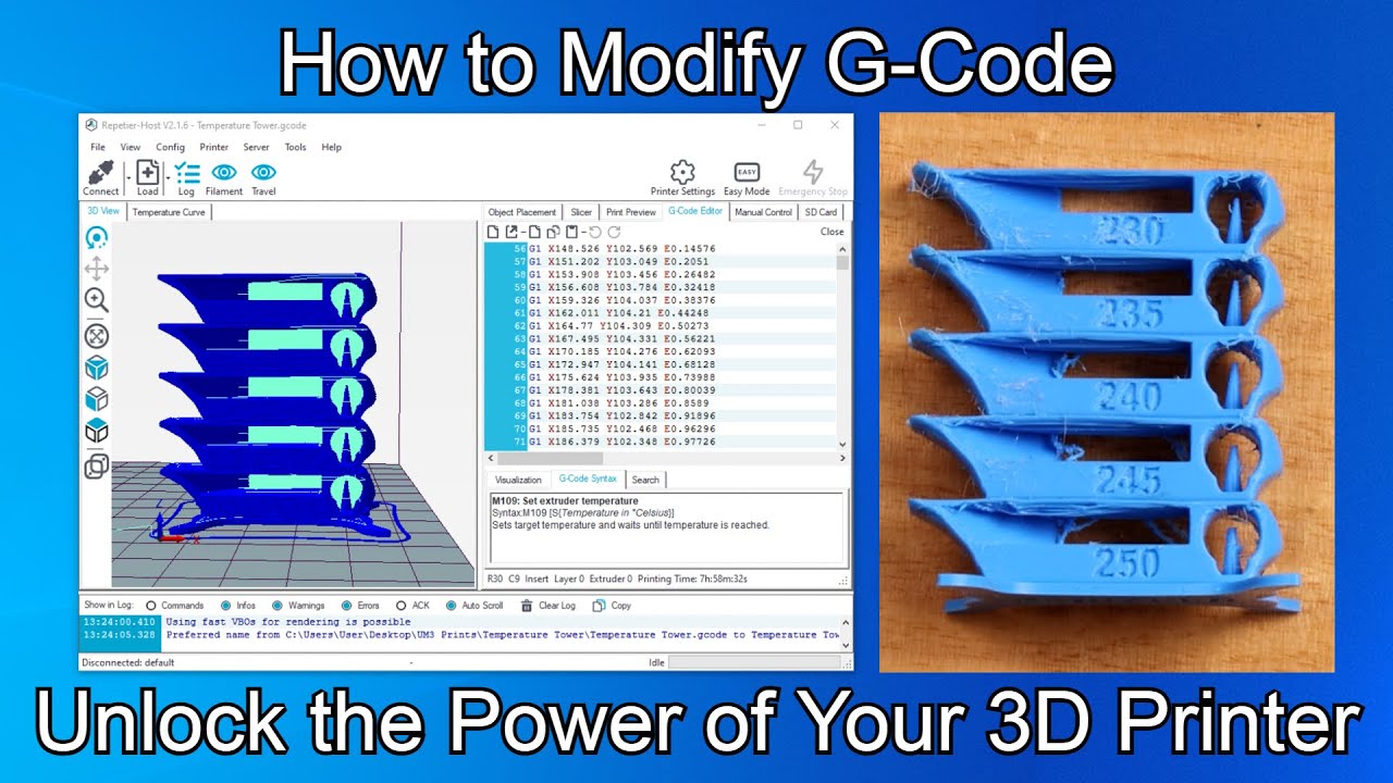 How G-Code | Add Nozzle Temperature Changes Mid-Way in Print - YouTube