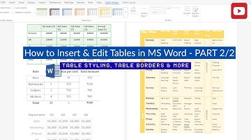 How to Insert and Edit Tables in MS Word | Table DESIGN Tab | Part 2 of 2