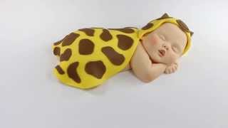 Baby Cake Topper with Giraffe Blanket by lil sculpture