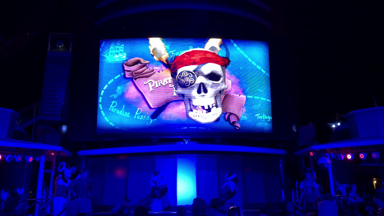 Disney Magic - Pirate Night Deck Party and Fireworks - 4k