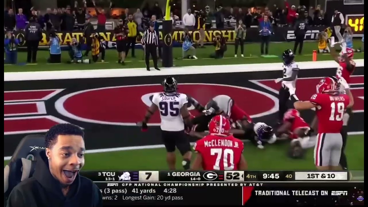 Flightreacts to Branson Robinson running through TCU defense for a TD