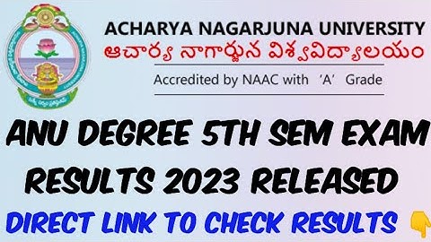 ANU Degree 5th Sem Results 2023 Released//AP Degree Exams Result latest update | Result link 👇