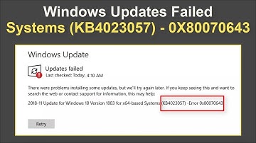 Windows Update Error - Systems (KB4023057) -  0x80070643 - Fix Installation Failed - Problem Solved