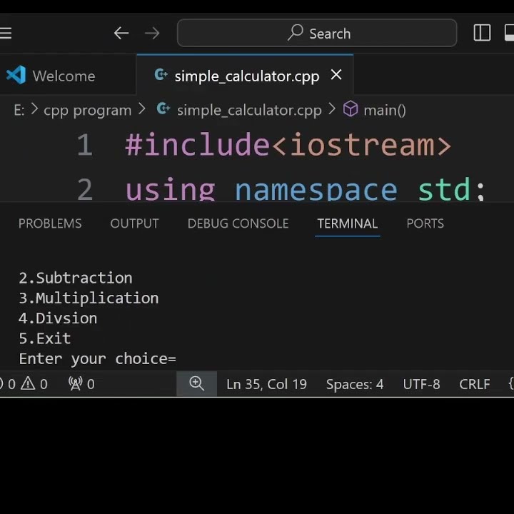 Simple Calculator or Menu driven calculation program of C++ language # ...