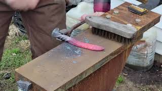 Amateur BLACK SMITHING at its FINEST!!   Railroad Spike Knife