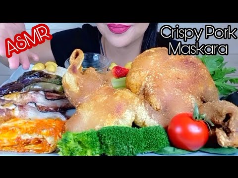 [ASMR/咀嚼音] Crispy Pork Maskara + Grilled Squids | Sabog Batok | Filipino Food  @Mother Shingoo