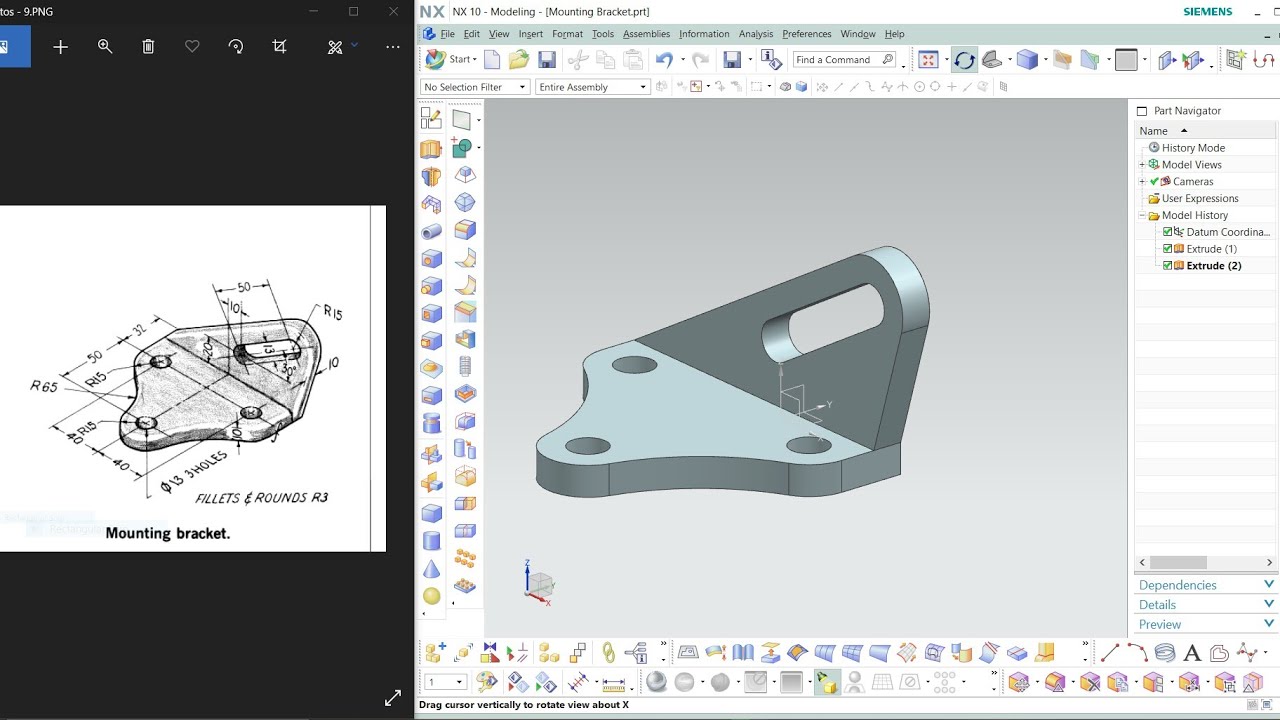 Autocad Rack Mount Tutorial NX CAD | Tutorial # | Mounting Bracket - YouTube