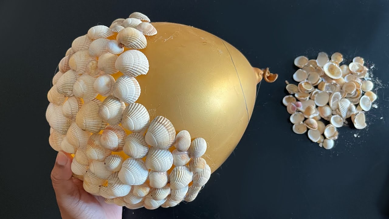 Unique craft using waste Balloon and Seashells / Home Decoration