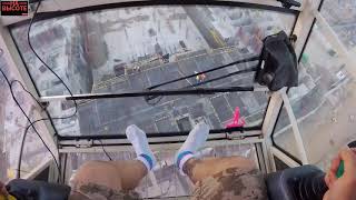 Crane operator during a storm on a tower crane.