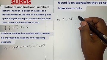 SURDS• Rational and irrational numbers• Simplification of surds. LESSON 1