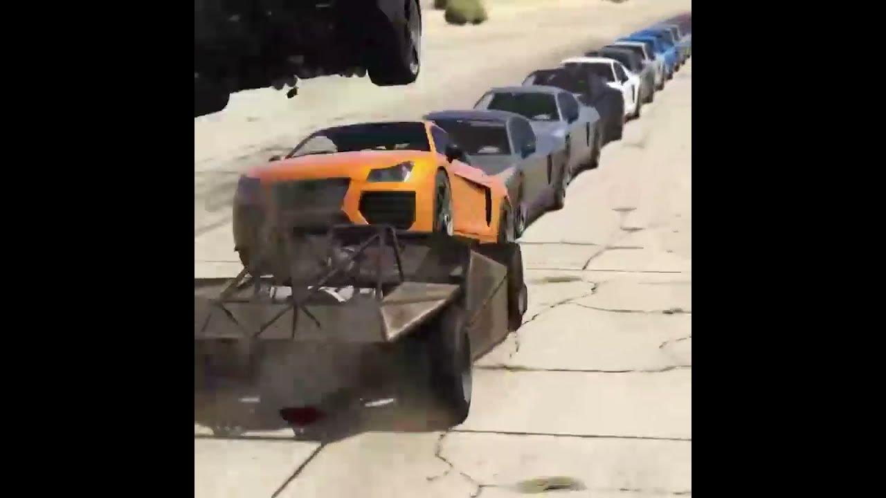 Ramp Buggy VS 100 Cars GTA 5 Online How Many Cars Can The Ramp Buggy