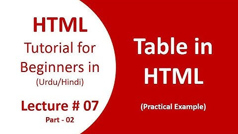 HTML Table Part 02