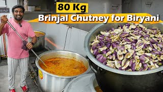 80 Kg Brinjal Chutney for Biryani in Restaurant | Bulk Cooking with Jabbar Bhai