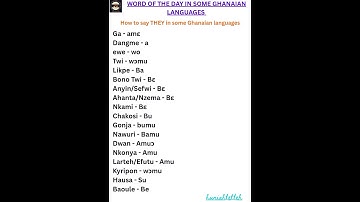 How to say they in some Ghanaian languages