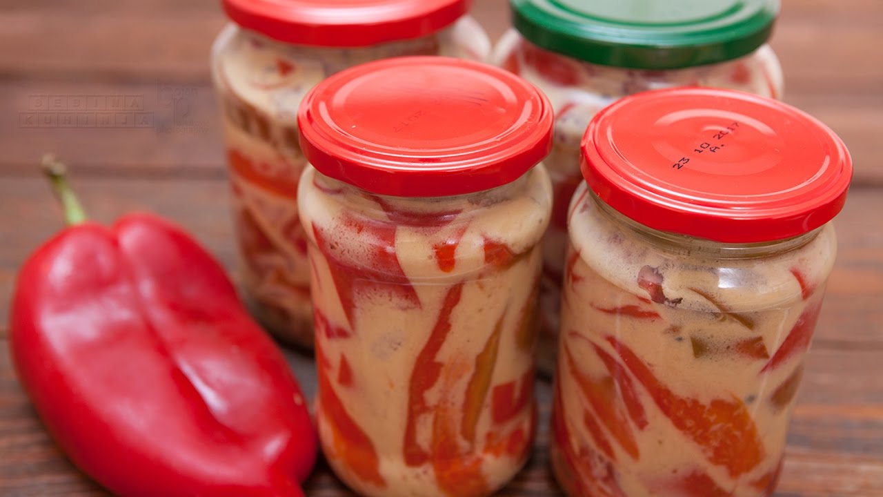 Zimnica - Paprike u senfu - Red peppers in mustard for salad recipe -  Bebina kuhinja - YouTube