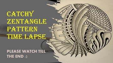 Catchy Zentangle Pattern time lapse || Flower & leaf #10