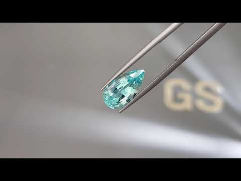 Bluish-green Paraiba tourmaline in pear-cut 3.45 ct from Mozambique Video  № 2