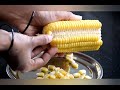 Easiest way to peel sweet corn sweet corn peel  remove corn kernels in 1 minute prayogasootra