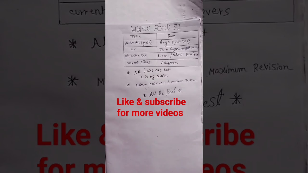 wbpsc food si/ best book list for Bengali medium students/ beginner Are more helpful