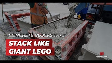 Concrete block moulds in use