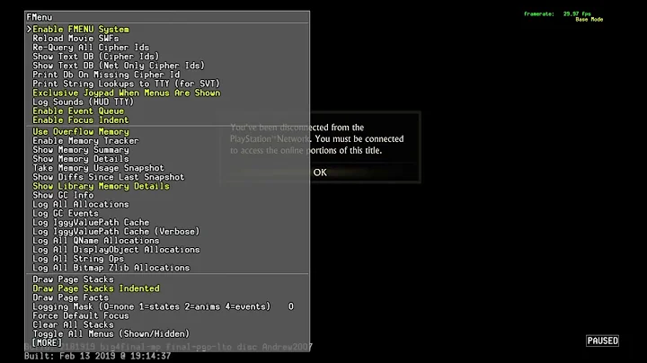 PS4 13.02 - Full Uncharted 4 Developer Debug Menu 1.33