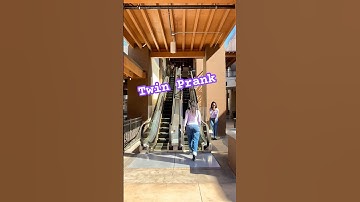 Twins prank lady on escalator #funny #wow #twin #prank