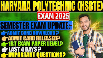 Hsbte Semester Exam Update ll Haryana Polytechnic Semester Exam Update ll HSBTE