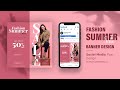 Ecommerce Fashion Summer Sale Banner Design in Photoshop  | Social Media Post Design