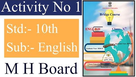Standard 10th | Subject English Bridge Course | Activity Number 1 | Maharashtra Board |
