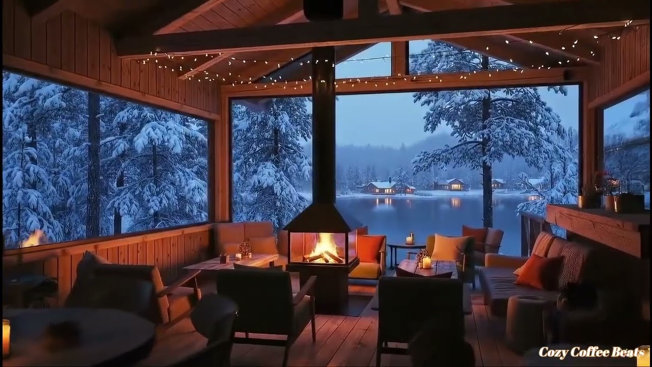 Winter Chill Café Jazz – Snowy Ambience, Warm Piano & Relaxing Guitar