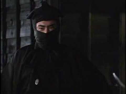 This is a scene from the movie "The Black Hood" starring Wakayama Tomisaburo (from Lone Wolf & Cub/Shogun Assassin fame). This is how ninja movies should be! No ninja magic and no random back flips!