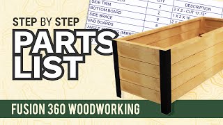 Parts List Fusion 360  Fusion 360 for Woodworkers