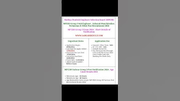 MPESB Group 3 Sub Engineer , Sahayak Manchitrakar, Technician & Other Post Recruitment 2024 #jobs