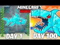 I Survived 100 Days as a DIAMOND SHARK in HARDCORE Minecraft