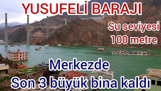 YUSUFELİ BARAJI 06 nisan 2023 eski yusufeli merkez su seviyesi ve su altında kalan binalara girdim