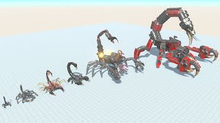 ROBOT SCORPION of Evolution VS All Velociraptors Tyrannosaurus REX Mosasaurus DINOSAUR FIGHTING ARBS