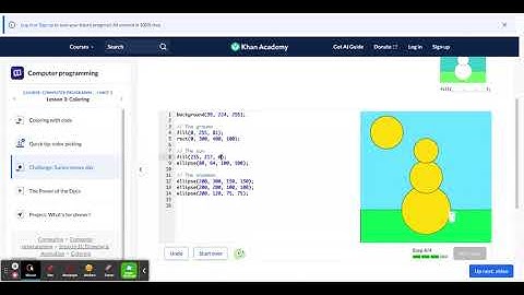 Khan Academy Challenge: Sunny snowy day | Intro to JS: Drawing & Animation | Computer programming