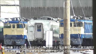 2両のﾌﾞﾙﾄﾚ牽引機 保管場所で並ぶ 東京機関区所属歴のあるEF65が長野総合車両センターに揃う光景は貴重！ 2022.2.4 JR長野総合車両センター　panasd 2578