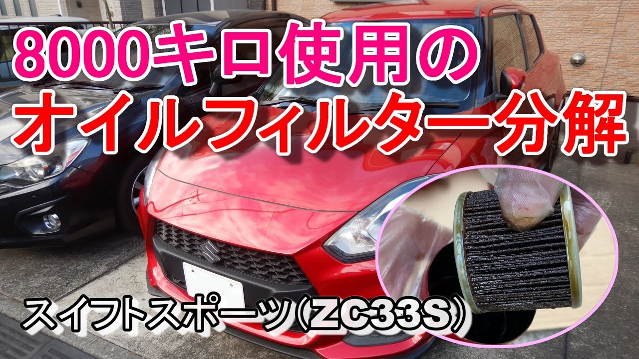 8000キロ使用したオイルフィルターを分解してみた スイフトスポーツ（ZC33S）