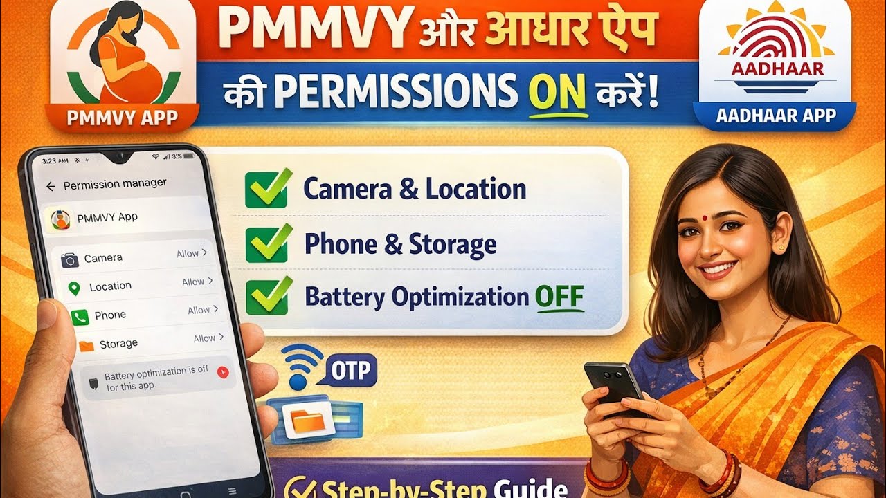 PMMVY app aur adhaar face RD-App ko permissions kaise Allow krein😍✅💯