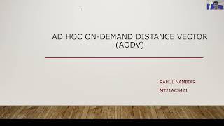 Ad Hoc On-Demand Distance Vector (AODV) in NS2