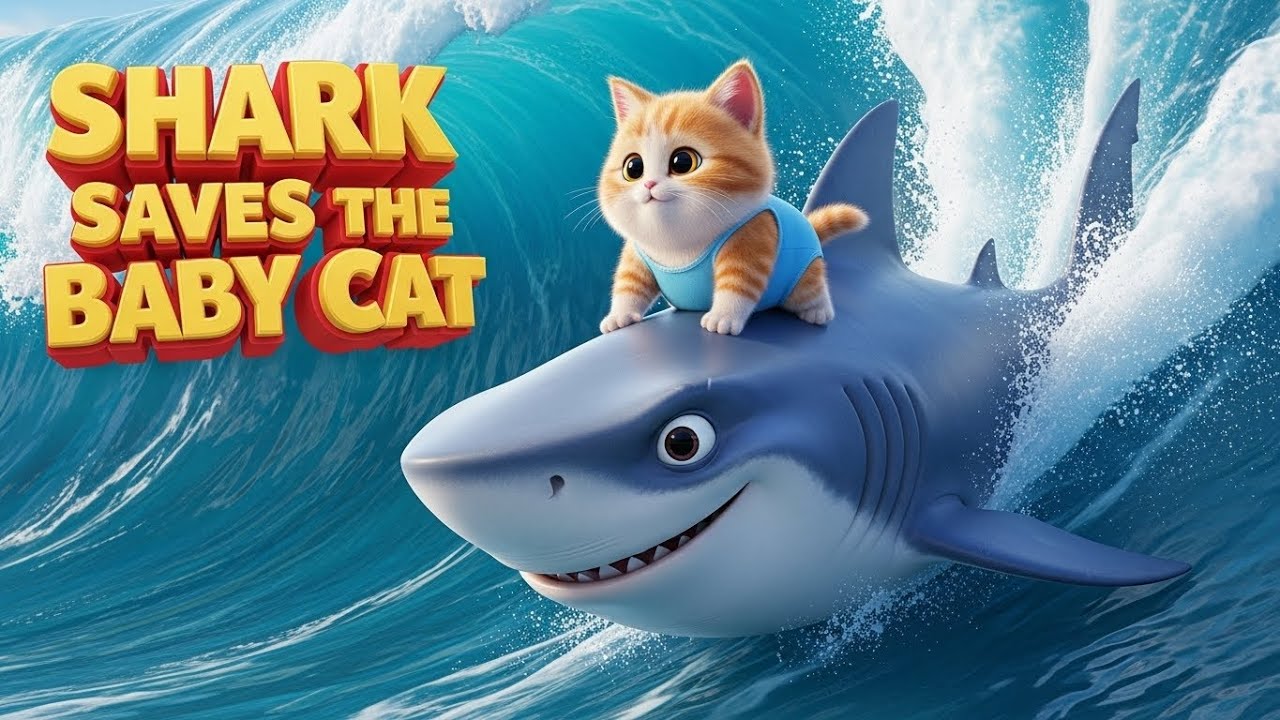 Baby Cat Falls Into Sea 🌊 Friendly Shark Saves the Day | Kids Story | Maxie TV
