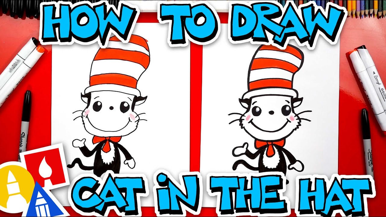 How To Draw The Cat In The Hat Easy Cartoon Version Youtube