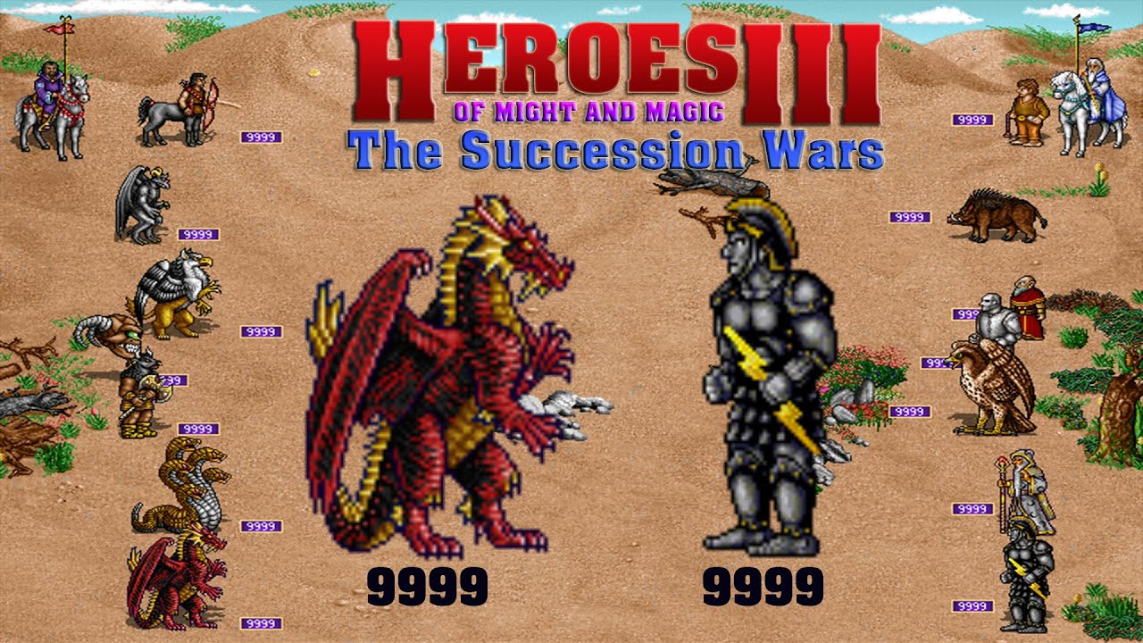 Heroes 3 COMBAT 9999 each slot Warlock vs Wizard The Succession Wars L7b