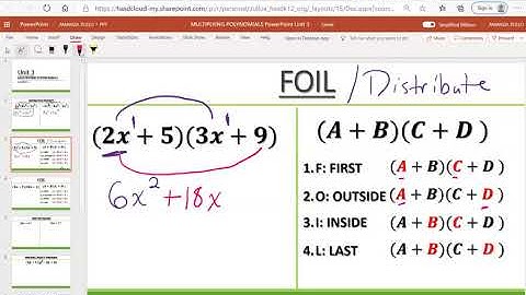 Unit 3 Multiplying Polynomials Tutorial Video Part 1