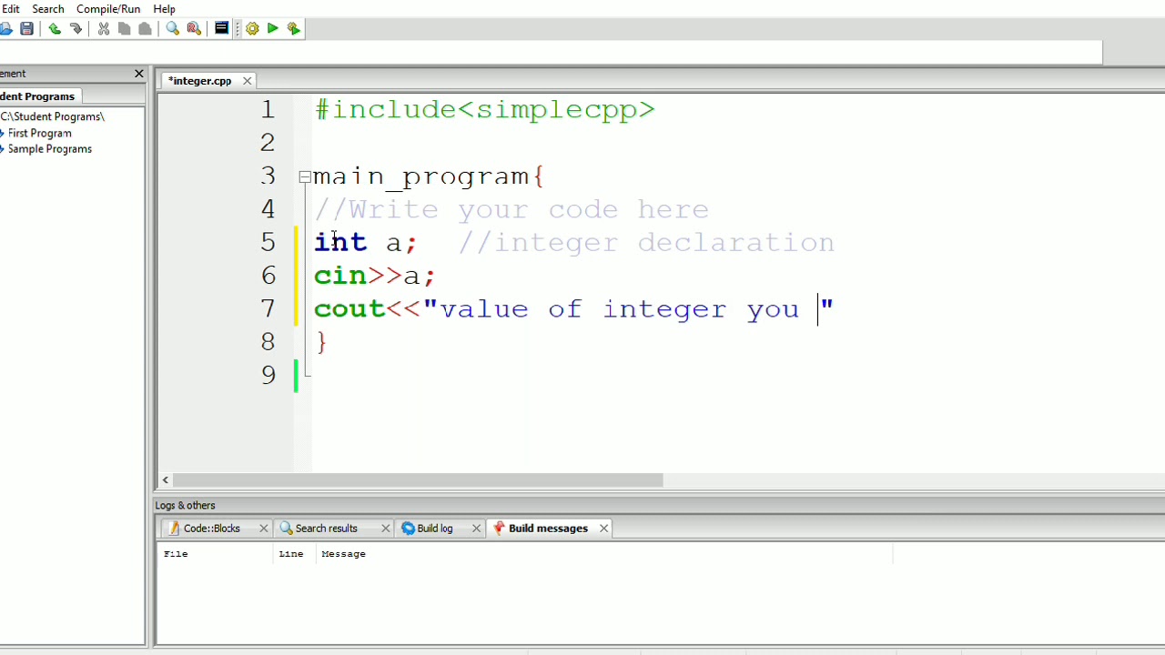 c++ basic integer program using code block//series video 2 - YouTube