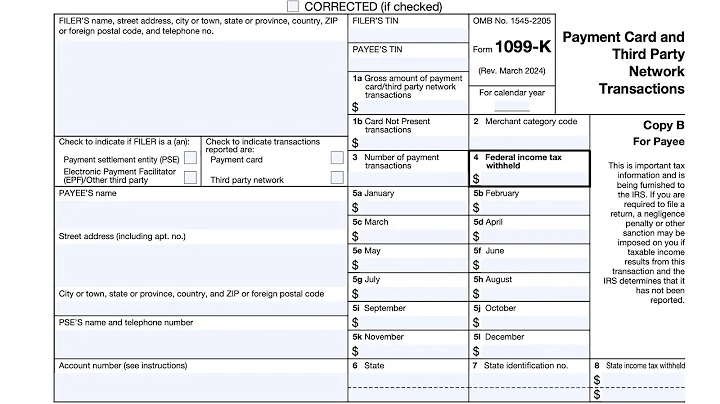 IRS Form 1099-K walkthrough (Payment Card & Third Party Network Transactions)