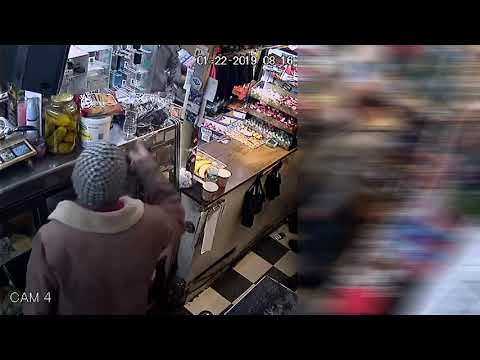 <p>This video shows the clerk trying to take the robber&#x27;s gun.</p>