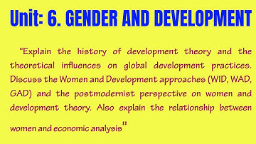 GENDER AND DEVELOPMENT
