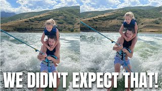 BROTHER AND SISTER PERFORM UNEXPECTED ACROBATIC STUNTS ON A SURF BOARD